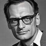 Black and white portrait of man.