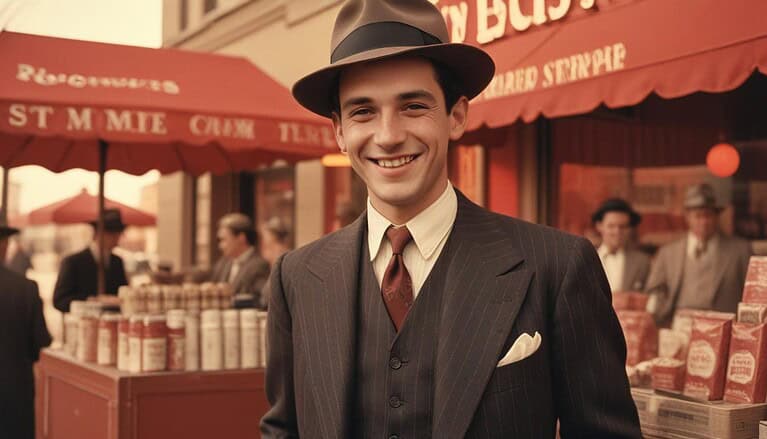 Vintage man in formal attire outdoors.