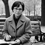 Person writing on a park bench.